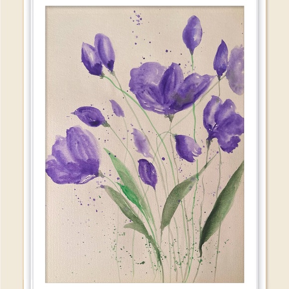 Handmade Watercolor Painting 9" X 12" on Paper, Decor/Wall, Frame Not Included - Picture 3 of 4